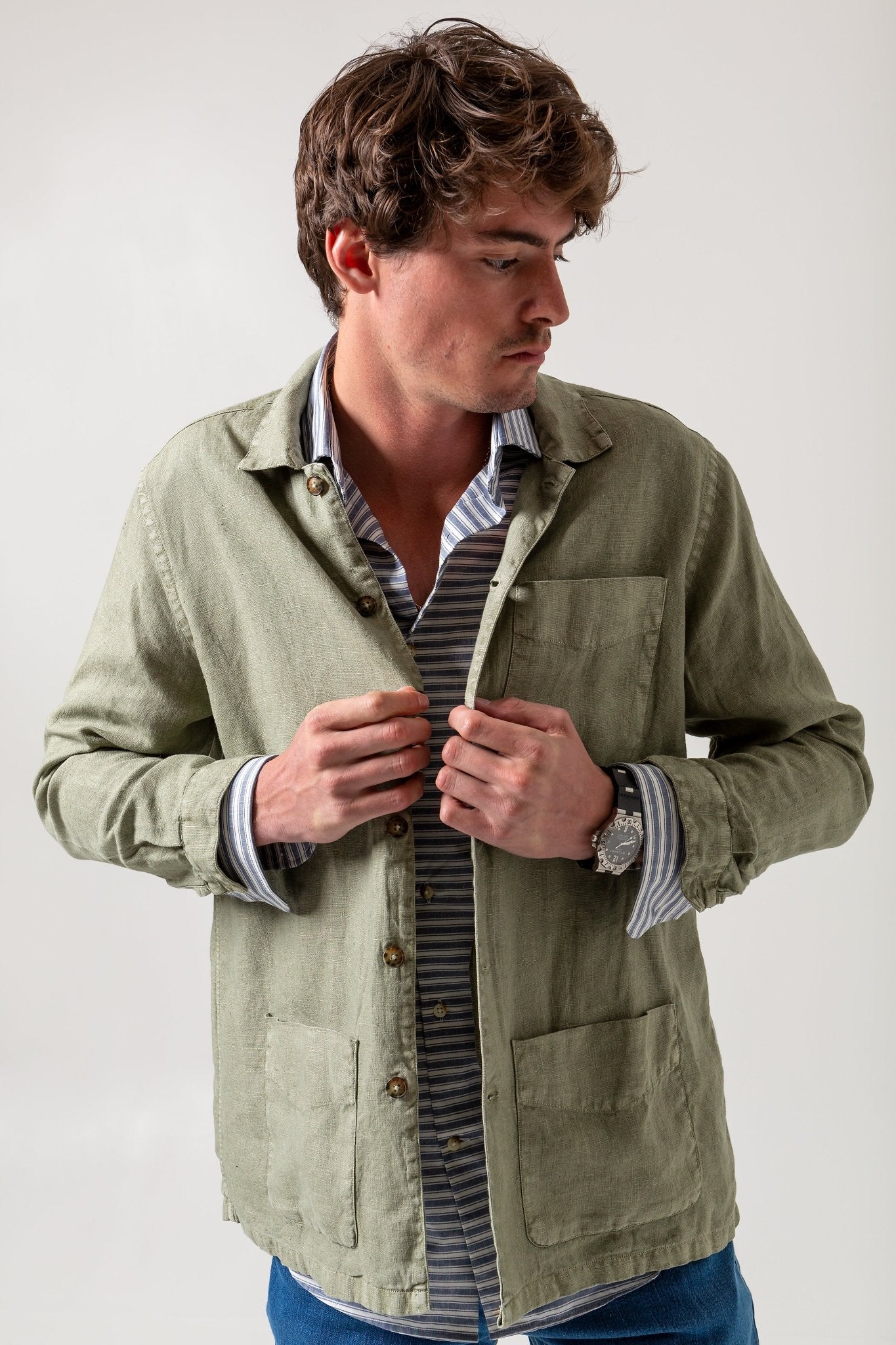Chaqueta Sport lino verde caza - Sohhan
