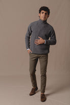 Jersey Cuello Vuelto Scott Trenzado Gris - Sohhan
