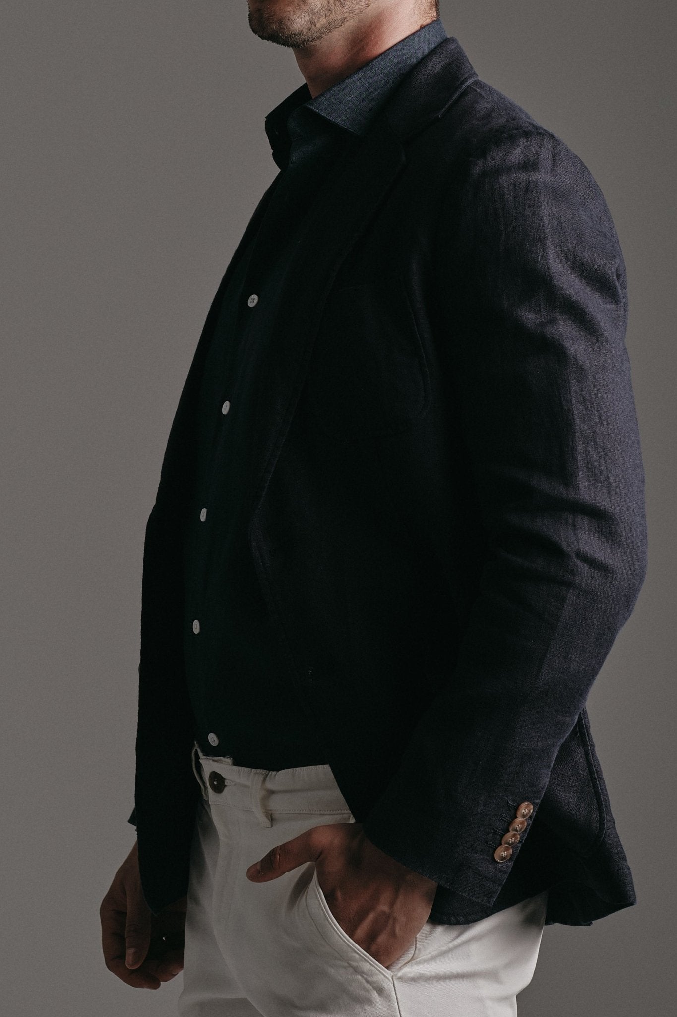 Linen Blazer Navy Hustle Heritage - Sohhan
