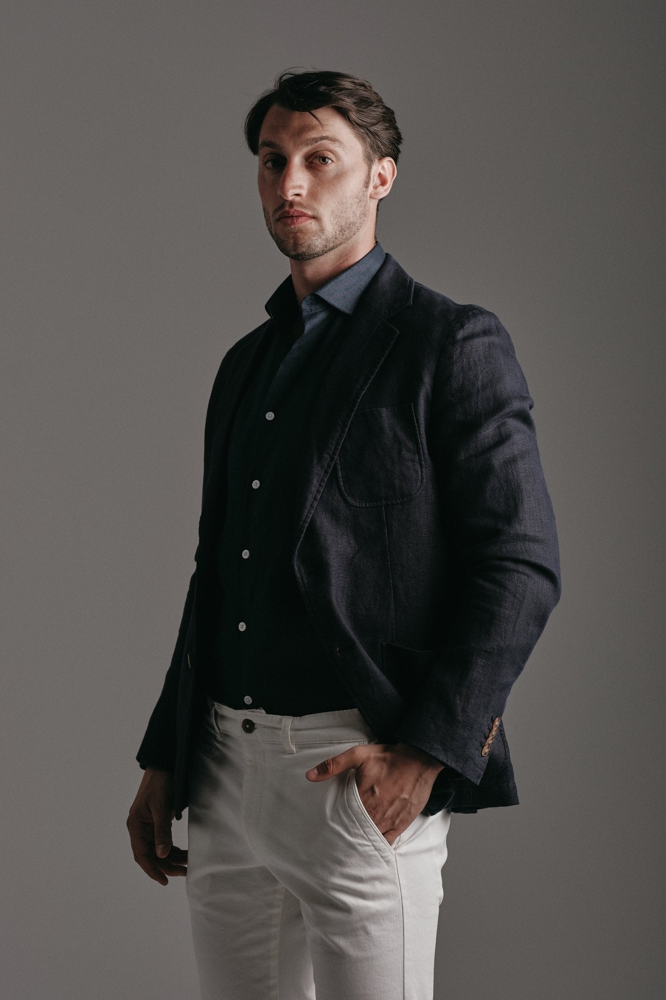 Linen Blazer Navy Hustle Heritage - Sohhan