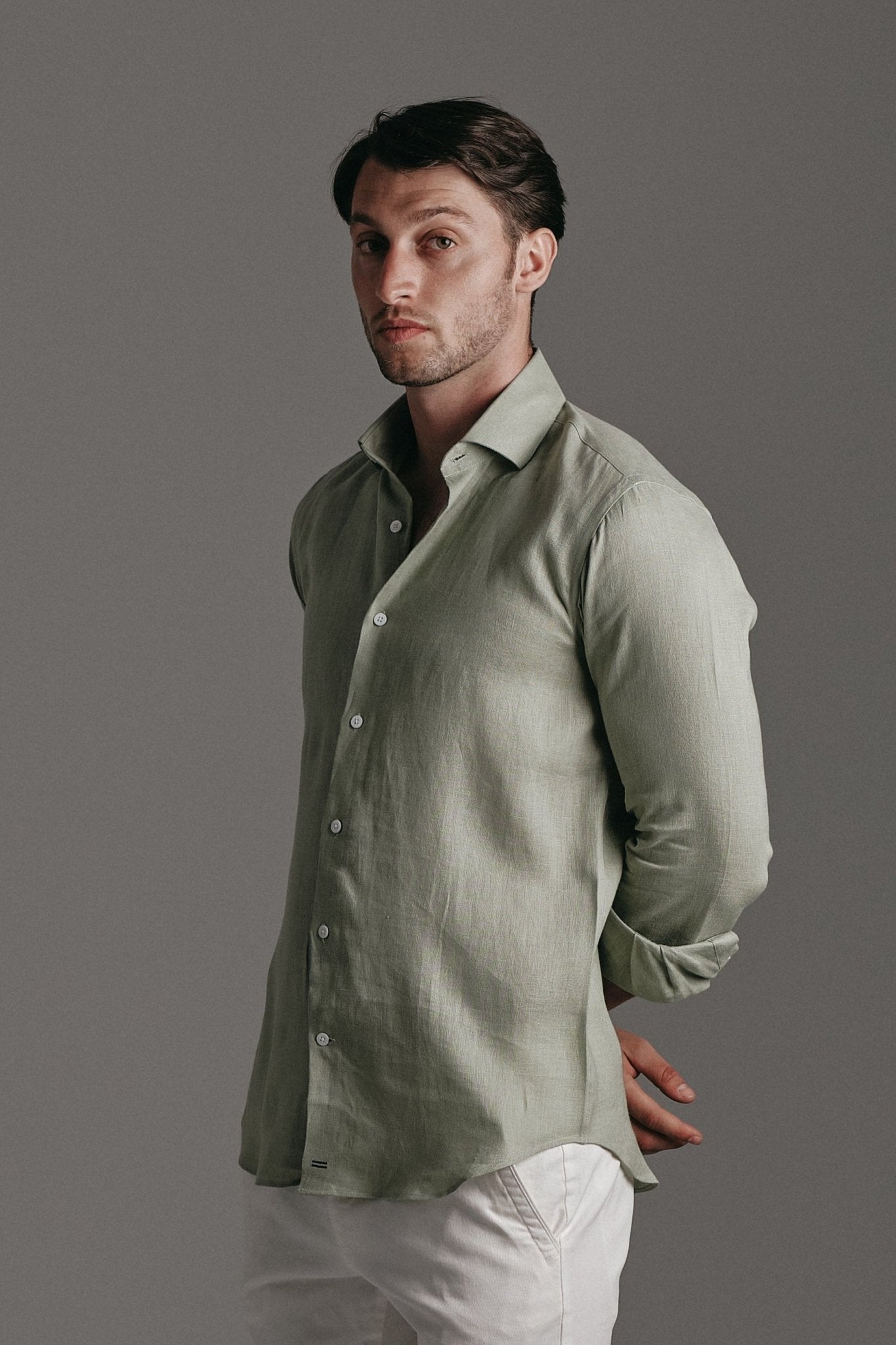 Pure Linen Shirt Green Hustle Heritage - Sohhan