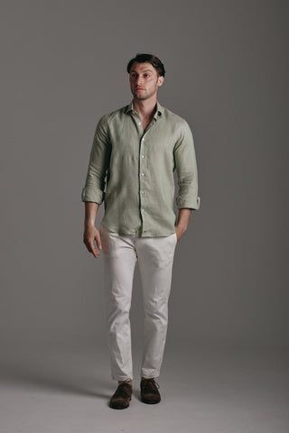 Pure Linen Shirt Green Hustle Heritage - Sohhan