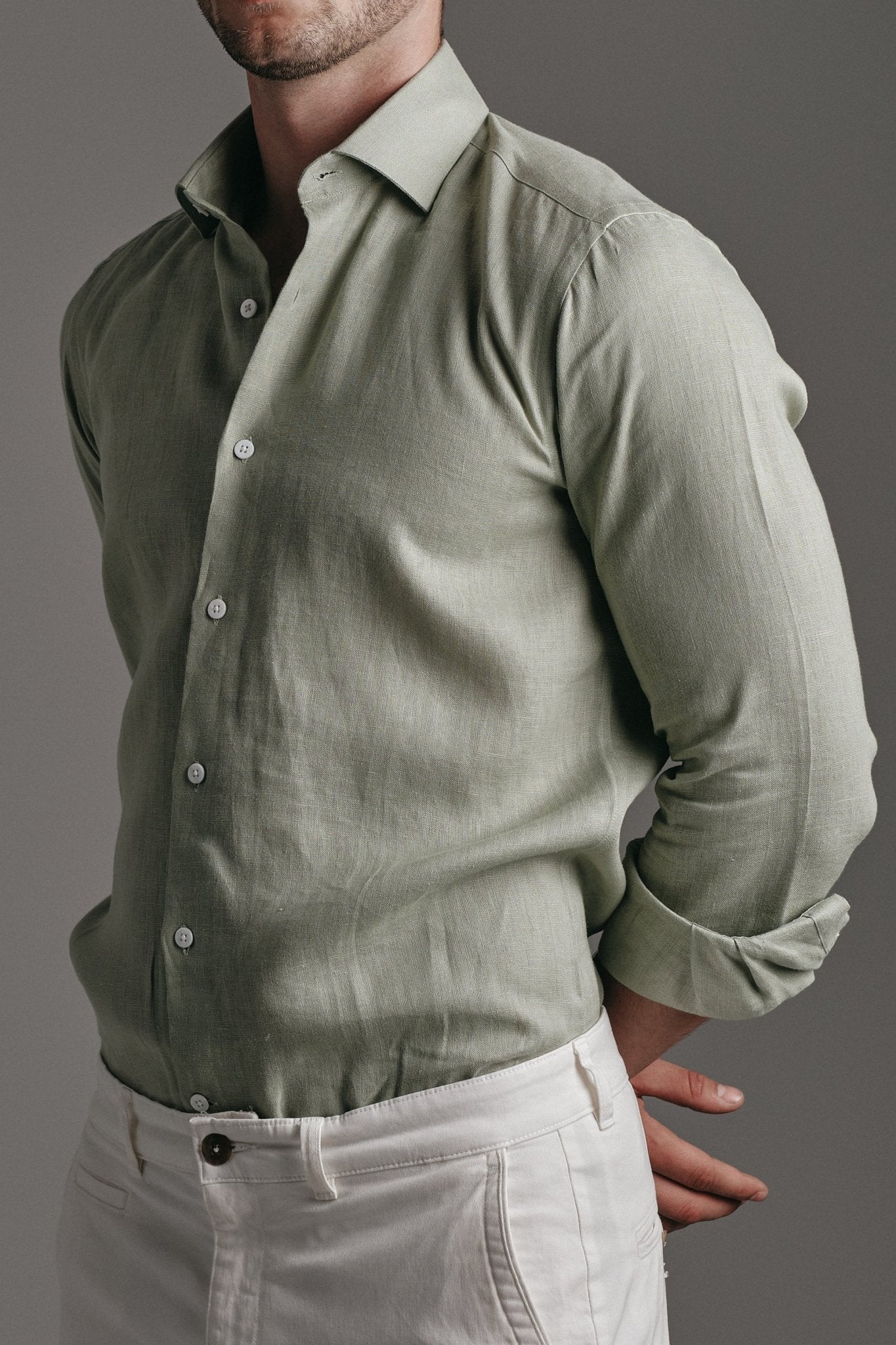 Pure Linen Shirt Green Hustle Heritage - Sohhan