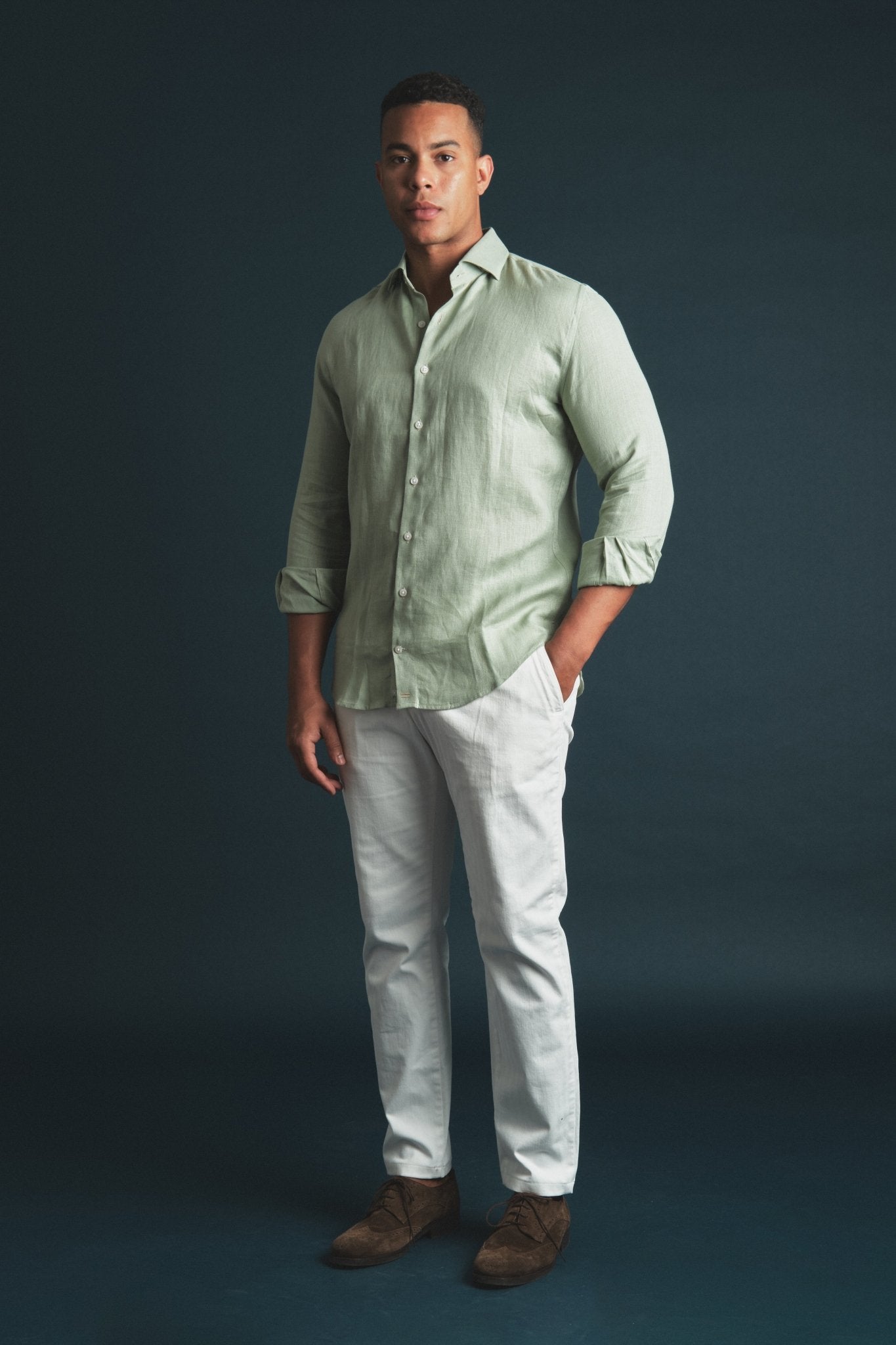 Pure Linen Shirt Green Hustle Heritage - Sohhan