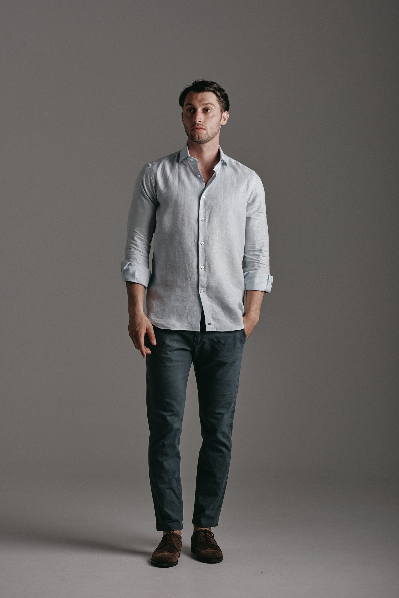 Pure Linen Shirt Lightblue Hustle Heritage - Sohhan