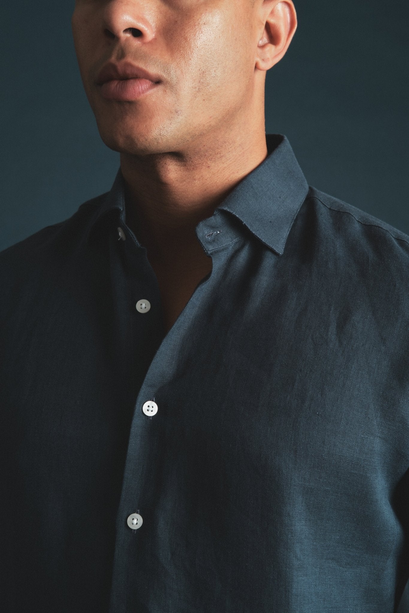 Pure Linen Shirt Navy Hustle Heritage - Sohhan