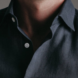 Pure Linen Shirt Navy Hustle Heritage - Sohhan