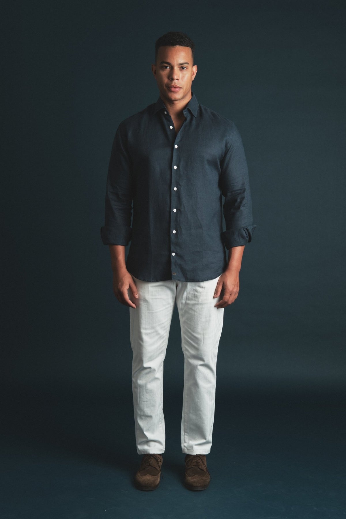 Pure Linen Shirt Navy Hustle Heritage - Sohhan