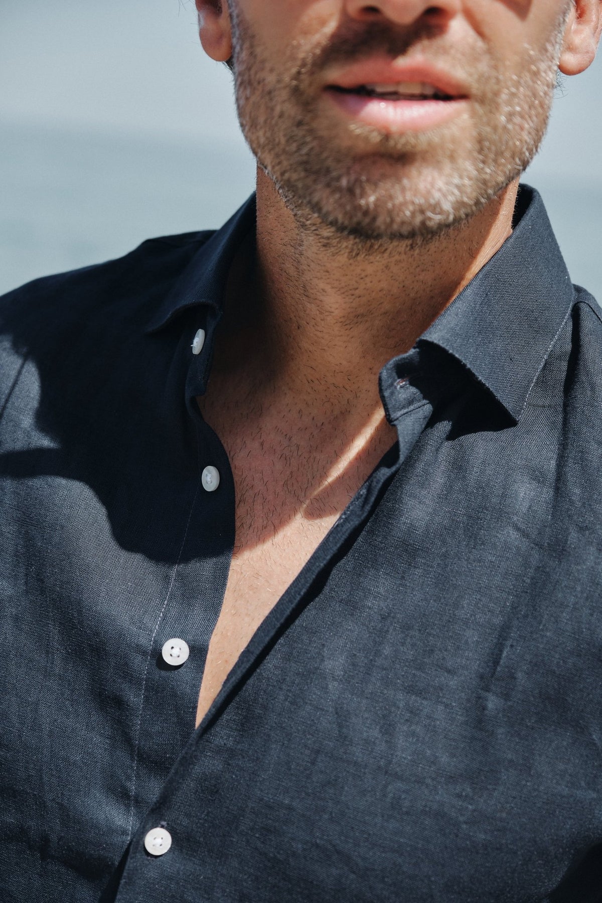 Pure Linen Shirt Navy Hustle Heritage - Sohhan