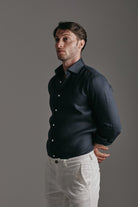 Pure Linen Shirt Navy Hustle Heritage - Sohhan