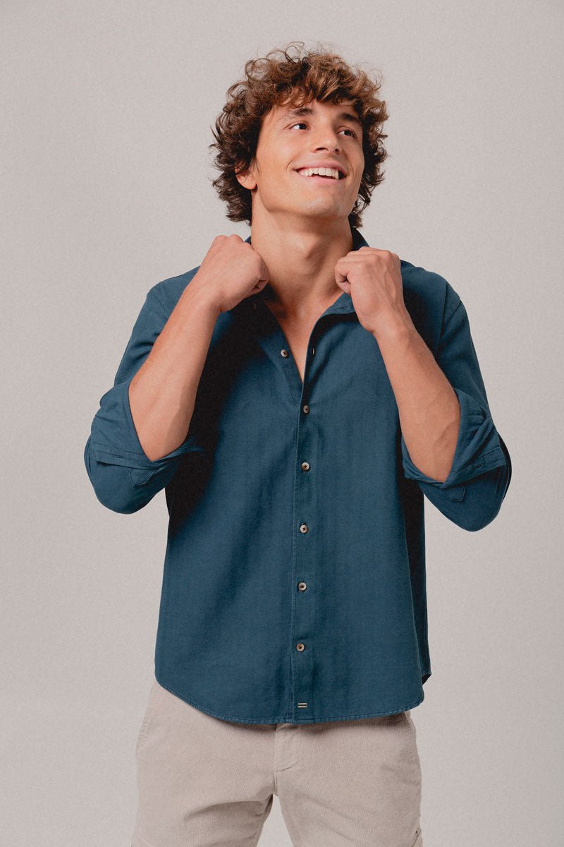 Camisa espiga azul petróleo - Sohhan