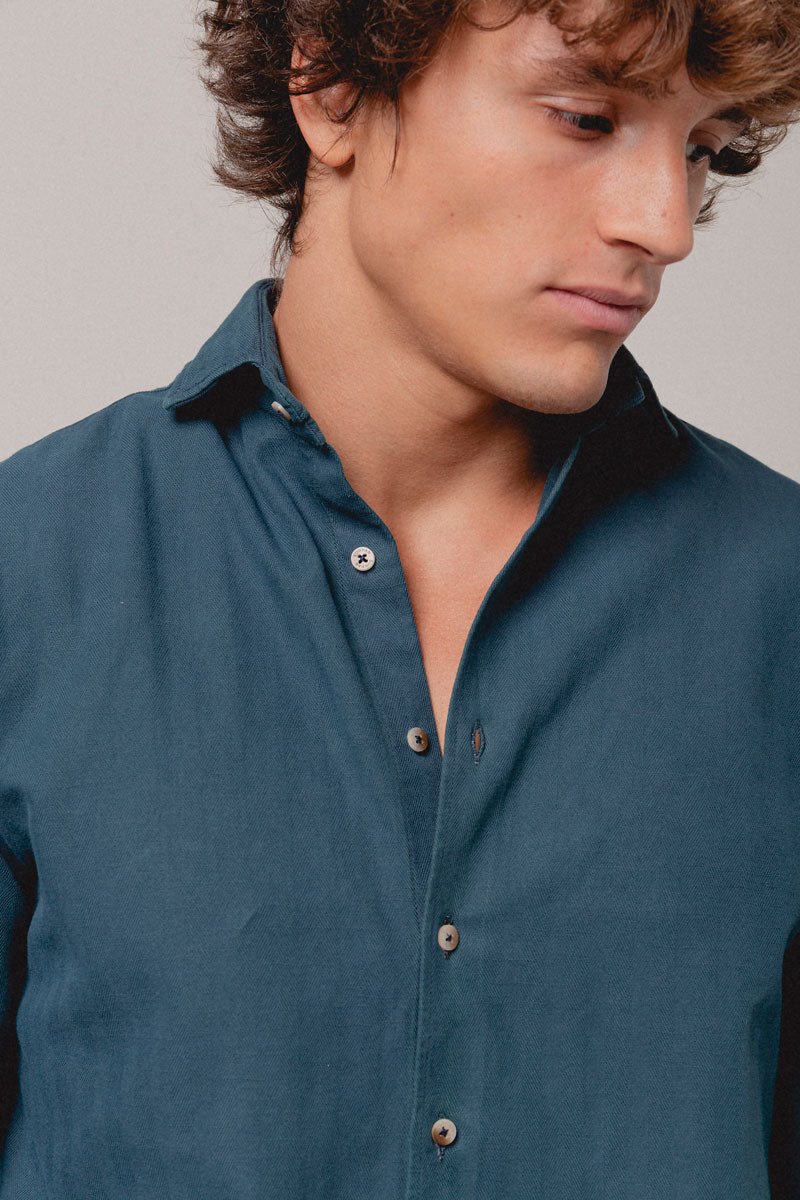 Camisa espiga azul petróleo - Sohhan