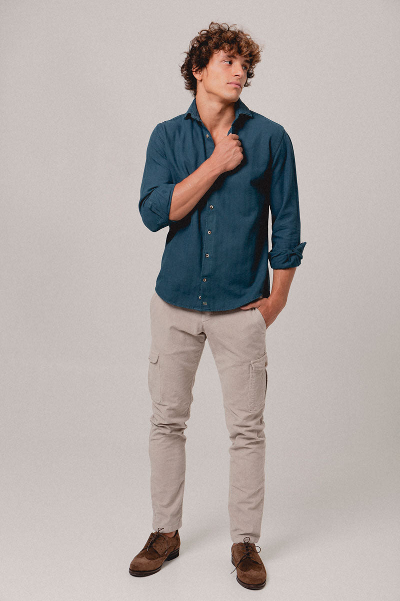 Camisa espiga azul petróleo - Sohhan
