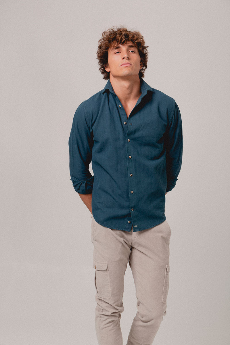 Camisa espiga azul petróleo - Sohhan
