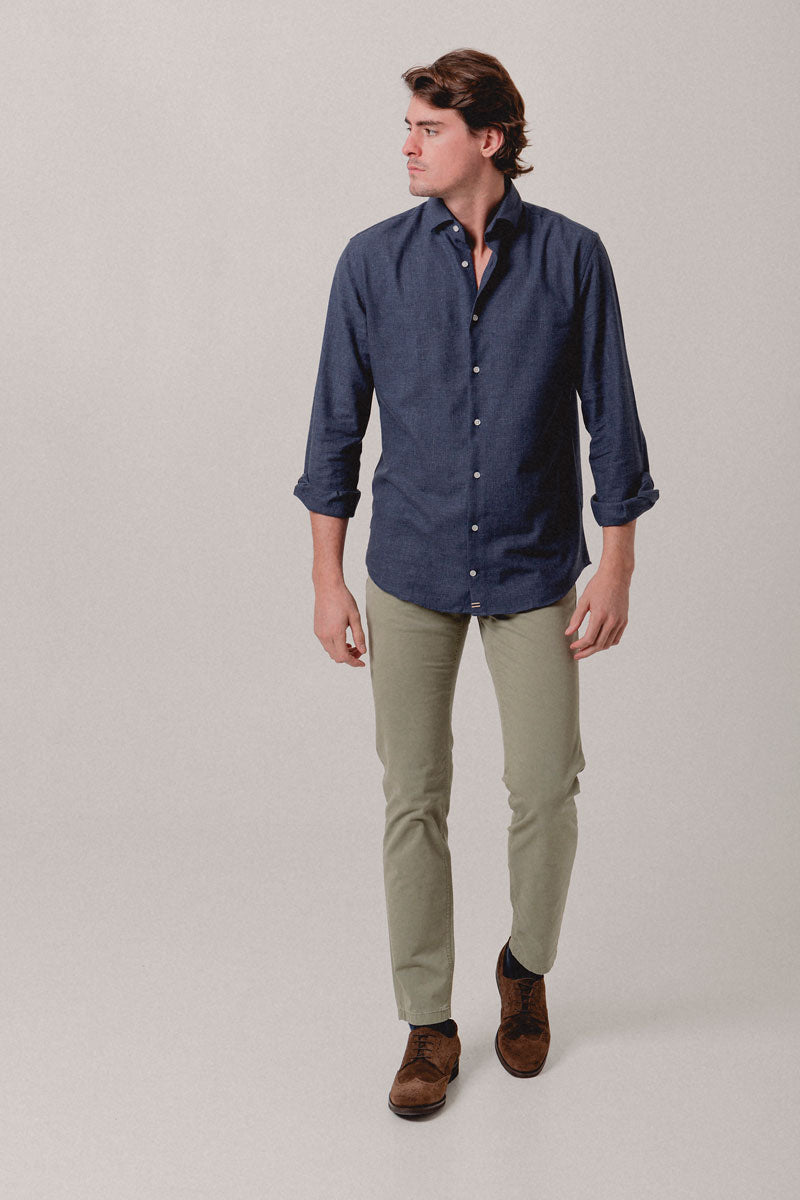 Camisa Franela azul Formentera - Sohhan