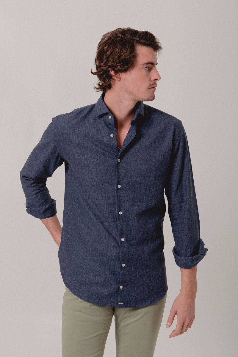 Camisa Franela azul Formentera - Sohhan