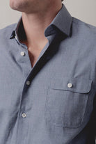 Camisa Franela Un Bolsillo Azul Bérgamo - Sohhan
