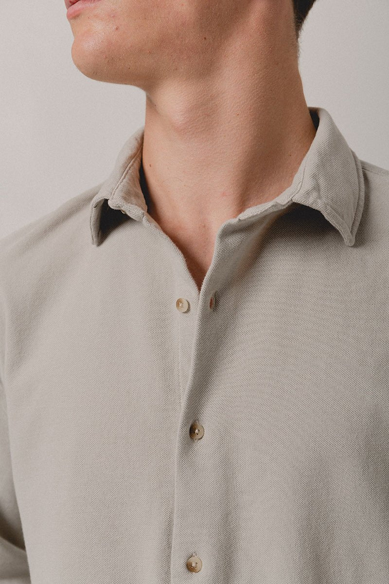 Camisa Piqué Beige Marfil - Sohhan