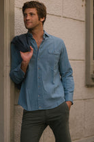 Camisa Un Bolsillo Espiga Azul Formentera - Sohhan