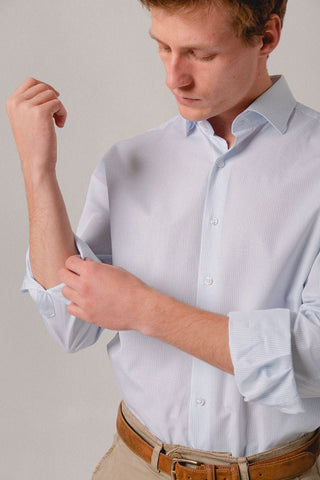 Camisa Vestir Micro Cuadro Celeste - Sohhan