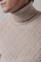 Jersey Cuello vuelto Rombos Beige Claro - Sohhan