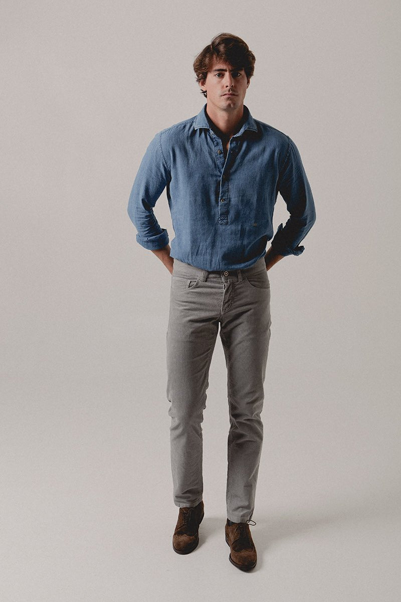 Pantalón Pana Cinco Bolsillos gris Zante - Sohhan